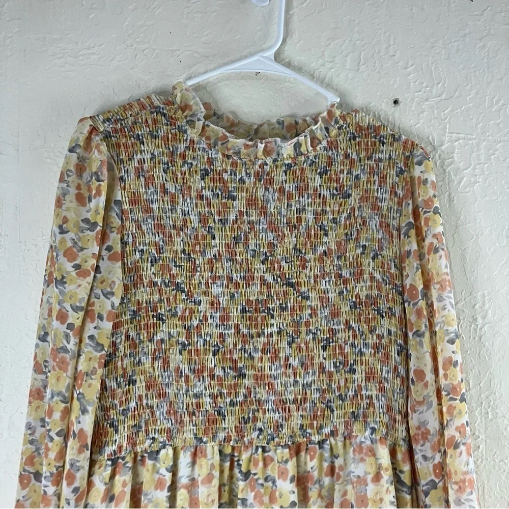 EUC, Petal & Pup Yellow Pleated Mini Dress Mock Neck,SZ 10 - Picture 5 of 14